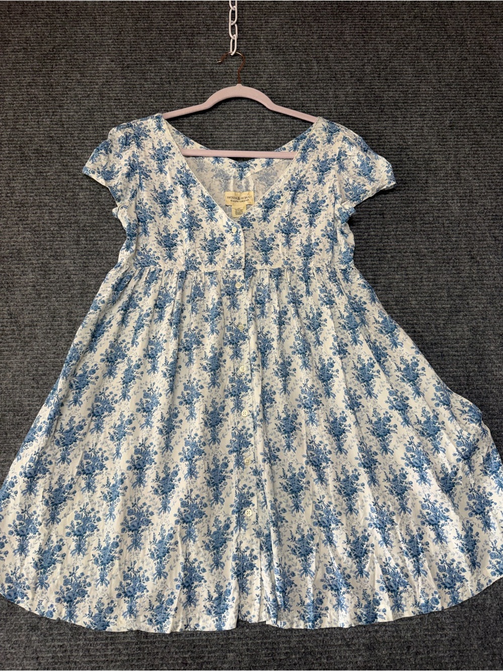 Denim & Supply Ralph Lauren Blue Floral Button-Front small dress boho